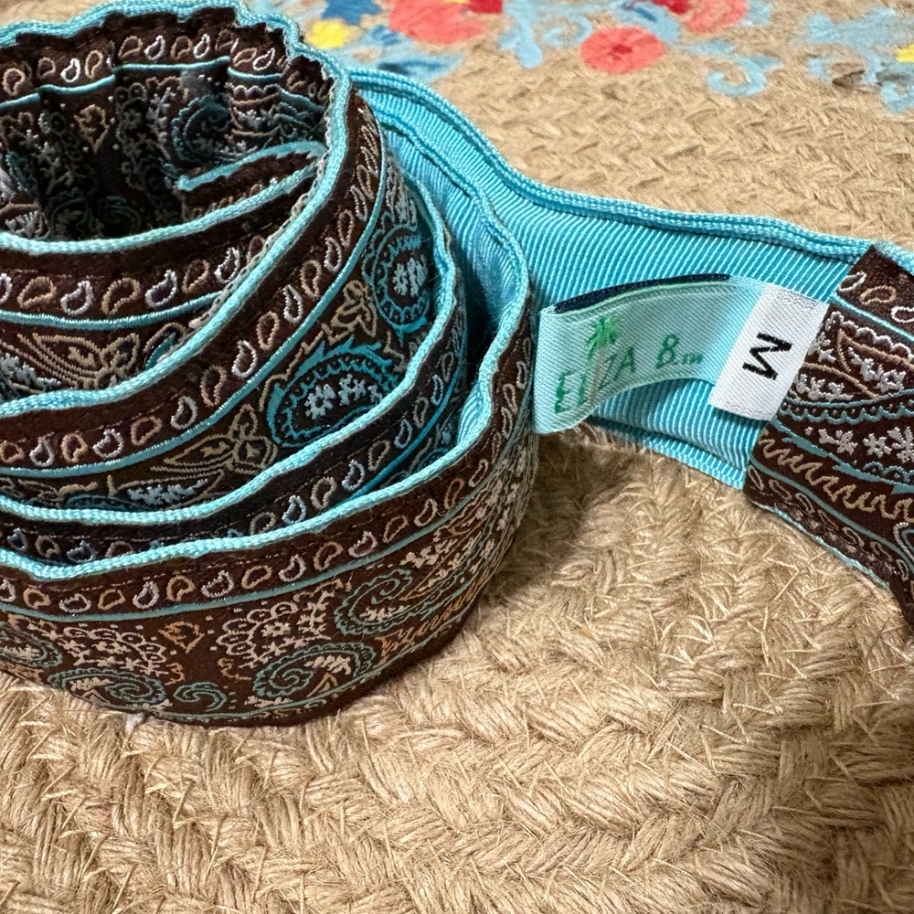 Elegant Brown and Teal Paisley Belt